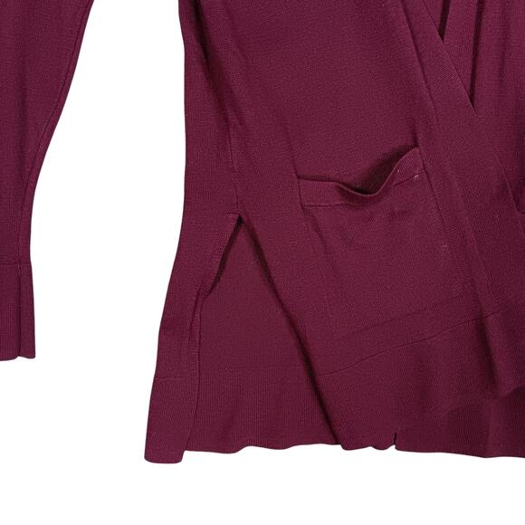 SO Open Cardigan Size XS Burgundy Long Sleeve 2 Pockets Fine Knit 70% Rayon - Picture 5 of 8